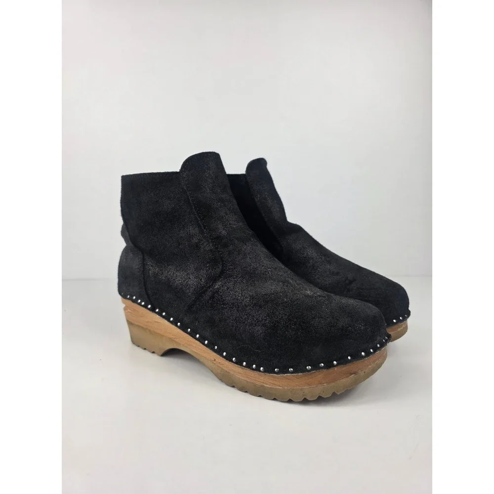 Troentorp Bastad Black Suede Shearling Lined Women's Ankle Boors Size EU 38- US8